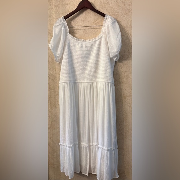 MPH Collection White Tiered Smocked Dress #8915 - Picture 2 of 5